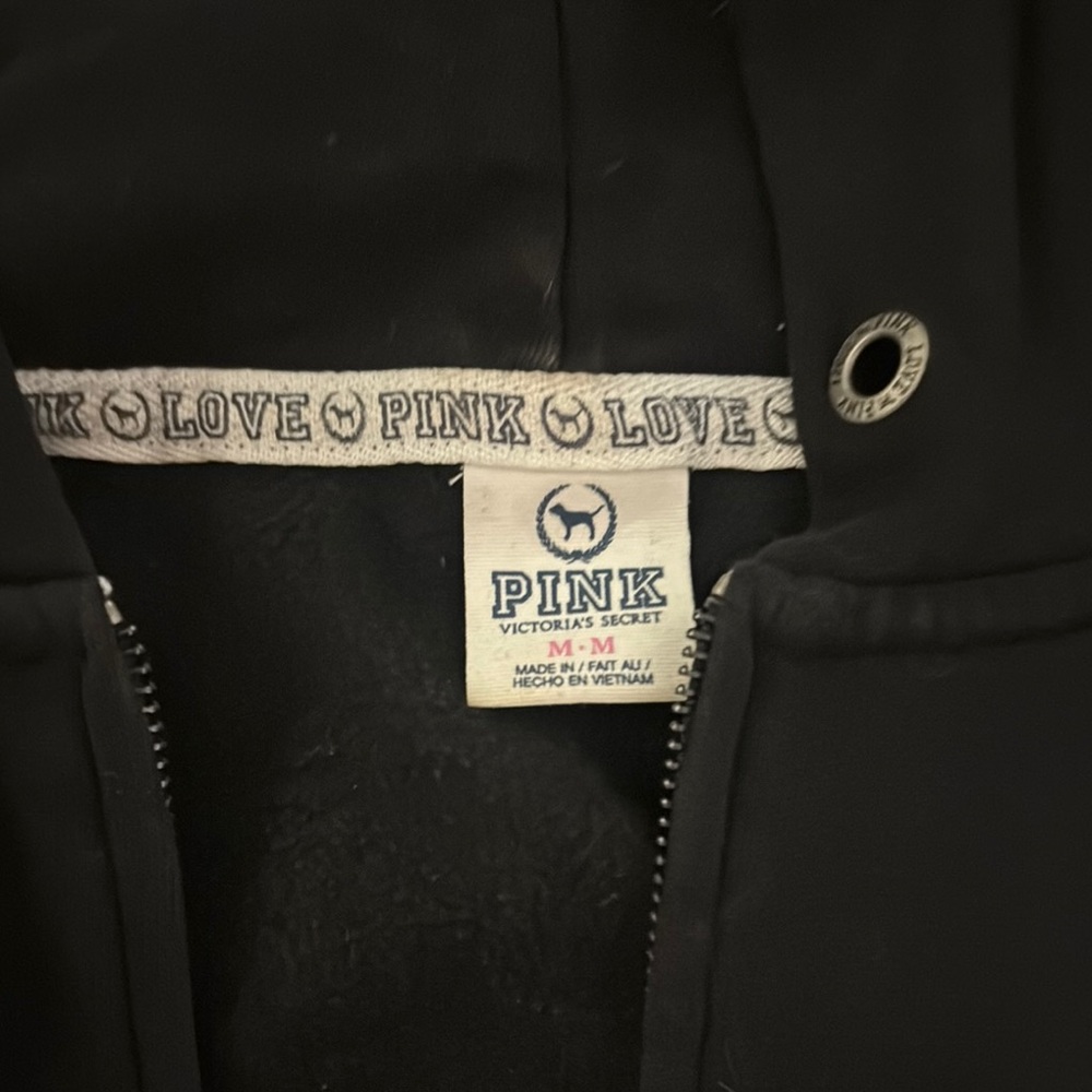 PINK Victoria's Secret Black Zip Up Hoodie with Accents - Picture 4 of 4